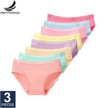 Prettywowgo 3 шт./партия, Новое поступление, женское нижнее белье, хлопковые трусы, 8 однотонных цветов, трусы, большие размеры M L XL XXL 3XL 008