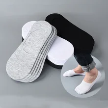 Meias de algodão invisíveis antiderrapantes, 6 pares, cor sólida, para homens, meias curtas em feltro, respiráveis