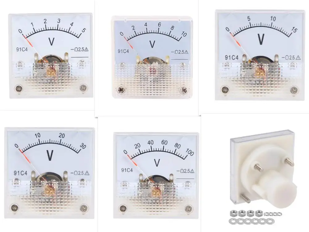 91C4-V DC3V 5V 10V 15V 20V 30V DC 0-50V 100V 150V 250V указатель постоянного тока аналоговая панель датчик напряжения вольтметр 2.5% погрешность