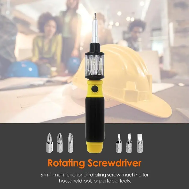 55 Steel Rotating Screwdriver Multi-functional 6-in-1 Combination Quick Switching Telescopic Screw Bits Hand Tools