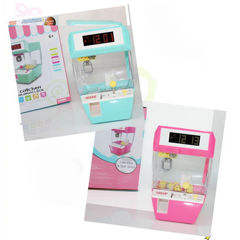 Arcade Machine Automatic Toys Kids Cute Catcher Alarm Clock Coin Operated Game Crane Candy Doll Grabber Claw Baby Toy |