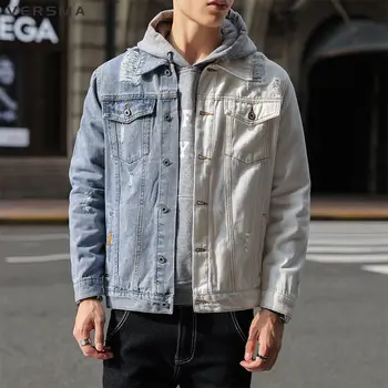 

VERSMA Hip Hop Streetwear Punk Vintage Men Denim Jeans Jacket Coat Cowboy Patch Loose Jean Biker Jacket Men Clothes Dropshipping