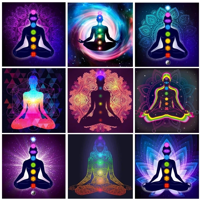 Indian Buddha Statue Meditation Canvas Paintings Prints Seven Chakra Mandala Psychedelic Yoga Boho Wall Art Pictures Home Decor | Дом и сад