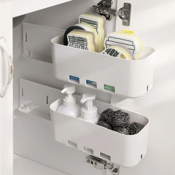 

SFVEFVD 1PC Multifunctional Plastic Hanging Storage Basket Wall-mounted Kitchen Drawer Shelf Rack Cabinet Push Pull Box
