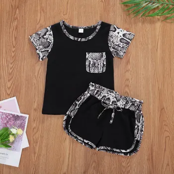 

Baby Clothes Girl 2Pcs Kids Suit Set Snake Skin Newborn Clothes Print Short Sleeve T-Shirt+Pants Toddler Sport Ouffits