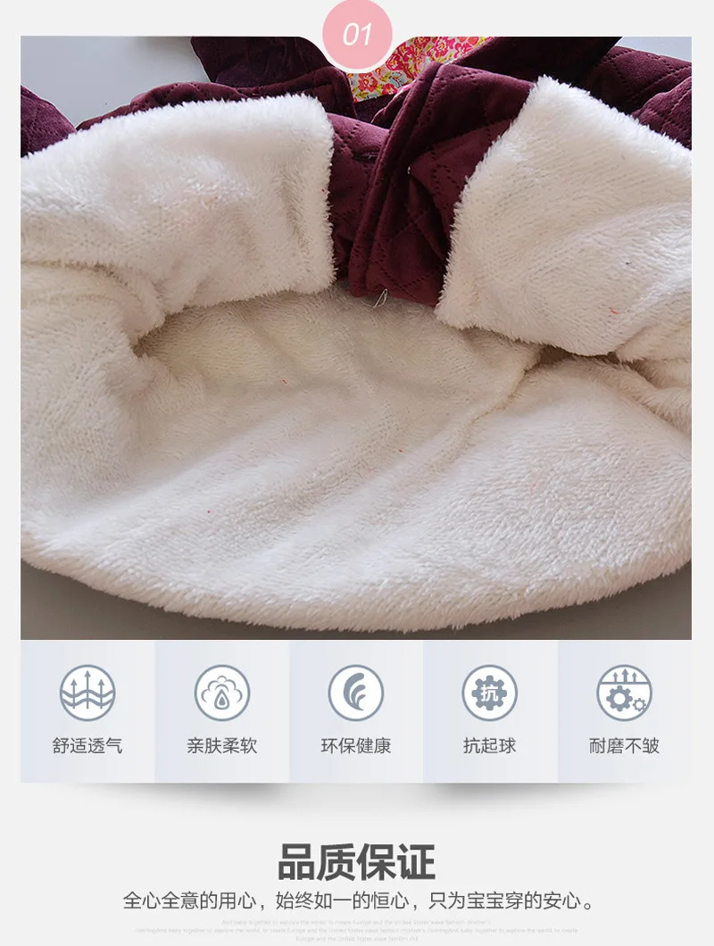 INS hot baby Girls Thick coat 1-5 years old velvet padded hooded coat plaid single breasted Pocket kids outwear girls winter