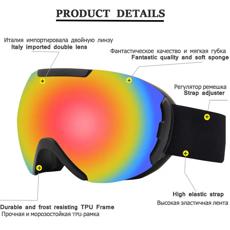 New Double Layer Polarized Lens Ski Goggles Anti-fog UV400 Skiing Snowboard Goggles Men Women Ski Glasses Eyewear