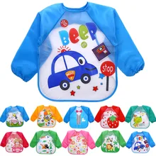 Милые Мультяшные животные водонепроницаемые детские нагрудники красочные нагрудники с длинными рукавами детский передник с длинными рукавами комбинезон нагрудники для кормления