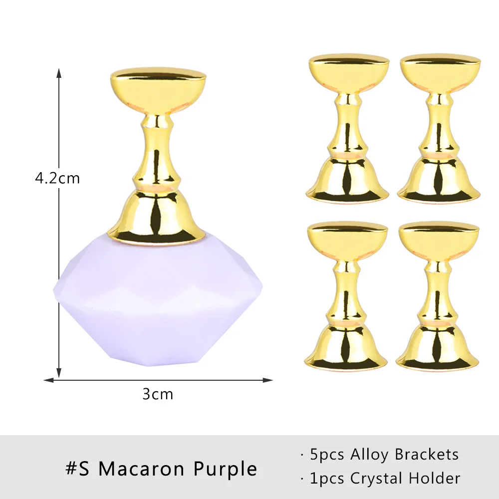 1 набор, магнитный держатель для ногтей из сплава, практичный дисплей, стенд, акриловые хрустальные подставки, накладные кончики для ногтей, для салона, для самостоятельного маникюра, инструменты LA741 - Цвет: S Macaron Purple