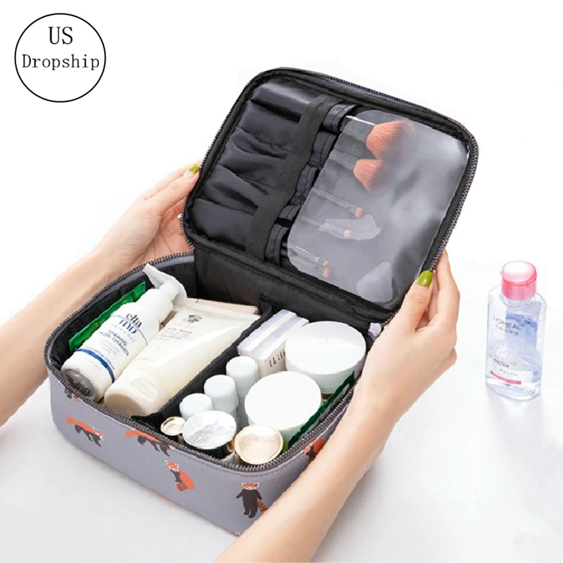 

PU Travel Cosmetic Storage Bags Portable Carry-on Bag Makeup Bag With Animal Pattern Women's Cosmetics Organizer Handbag