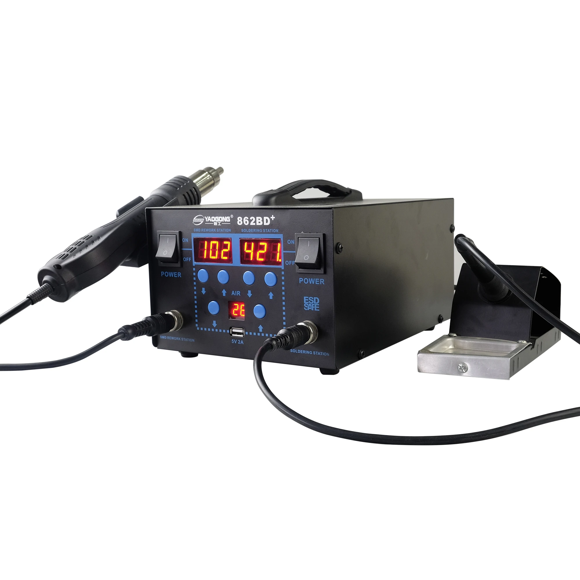 

New 862d 2 In 1 Hot Air SMD digital variable Soldering Rework Station kit for phone computer pcb repair