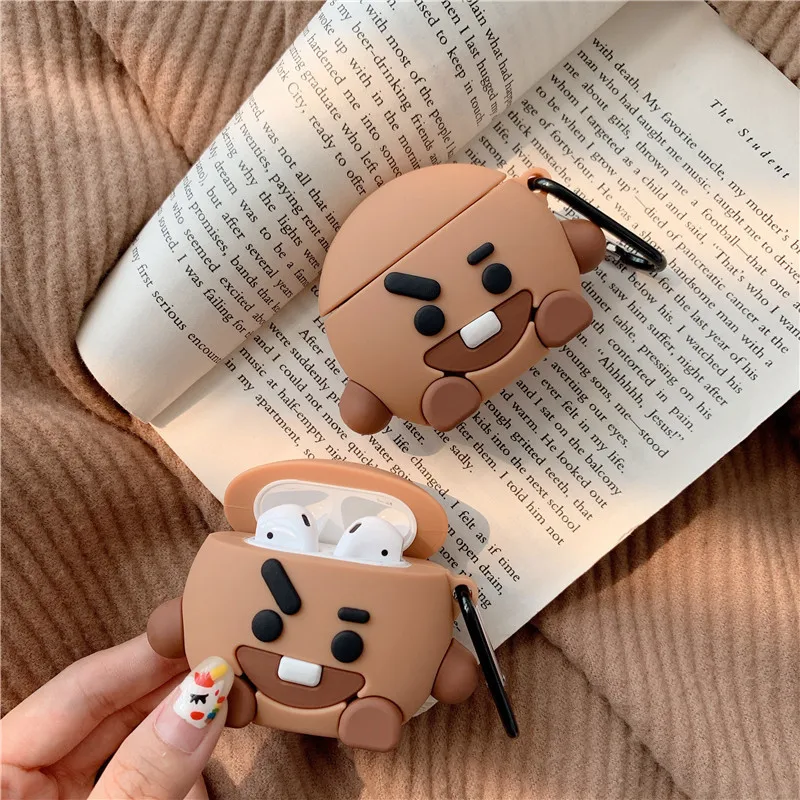 3D Cartoon Brown Chocolate Boy Silicone Headphone Case For Apple Airpods 1 2 Cover Wireless Bluetooth Cute Earphone Case Cover