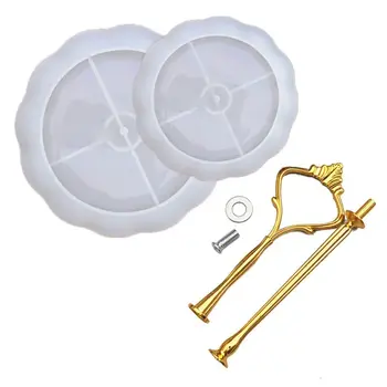 

2 Tier Cake Fruit Food Plate Stand Resin Casting Mold Big Plate Fruit Tray Mold Dried Flower Resin Decorative DIY Hand Crafts