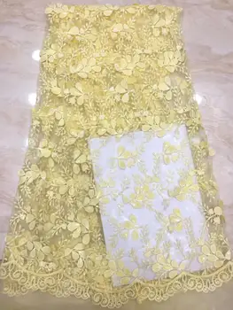 

French Net Yellow Sequins Lace Fabrics,High Quality African Tulle Lace Fabrics Sequins Wedding Nigeria lace X8