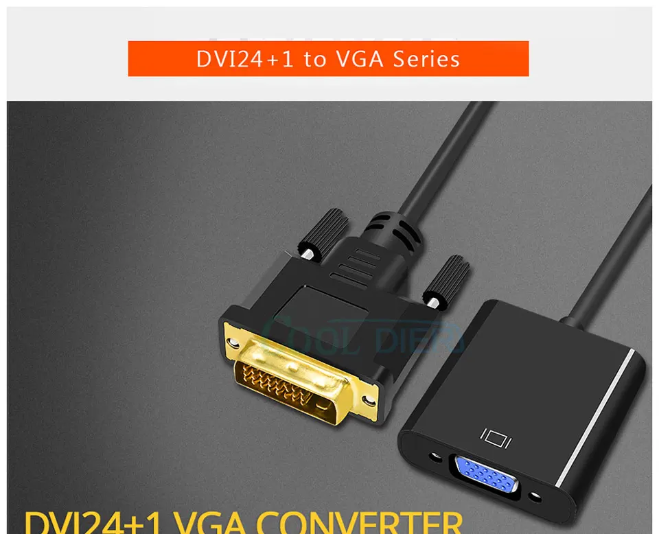 Переходник DVI со штекером VGA и разъемом Full HD 1080P DVI-D-VGA адаптер 24+ 1 25Pin-15 pin кабель конвертер для монитора компьютера