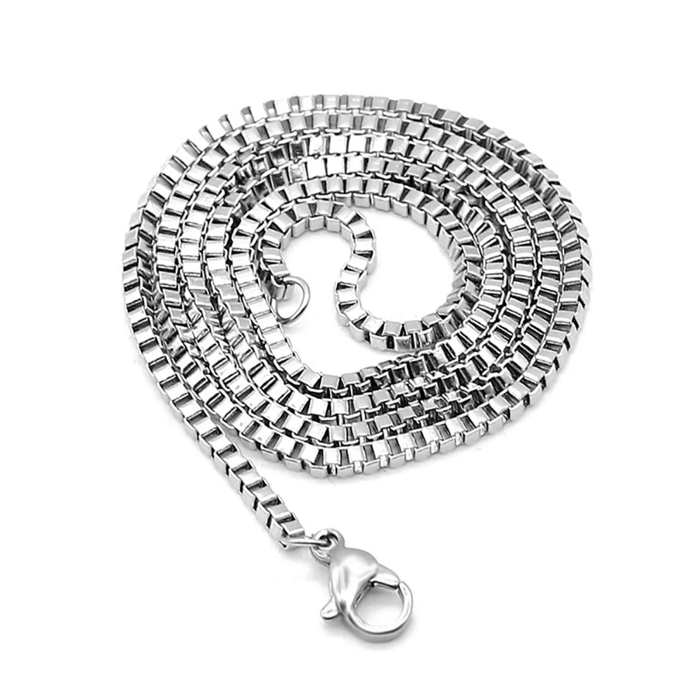 Stainless Steel Box Chain Necklace DIY Jewelry Findings Making Men Women Link Chains Accessories 1.5mm 2mm 2.5mm 3mm stainless steel necklace metal necklace sterling chain necklace