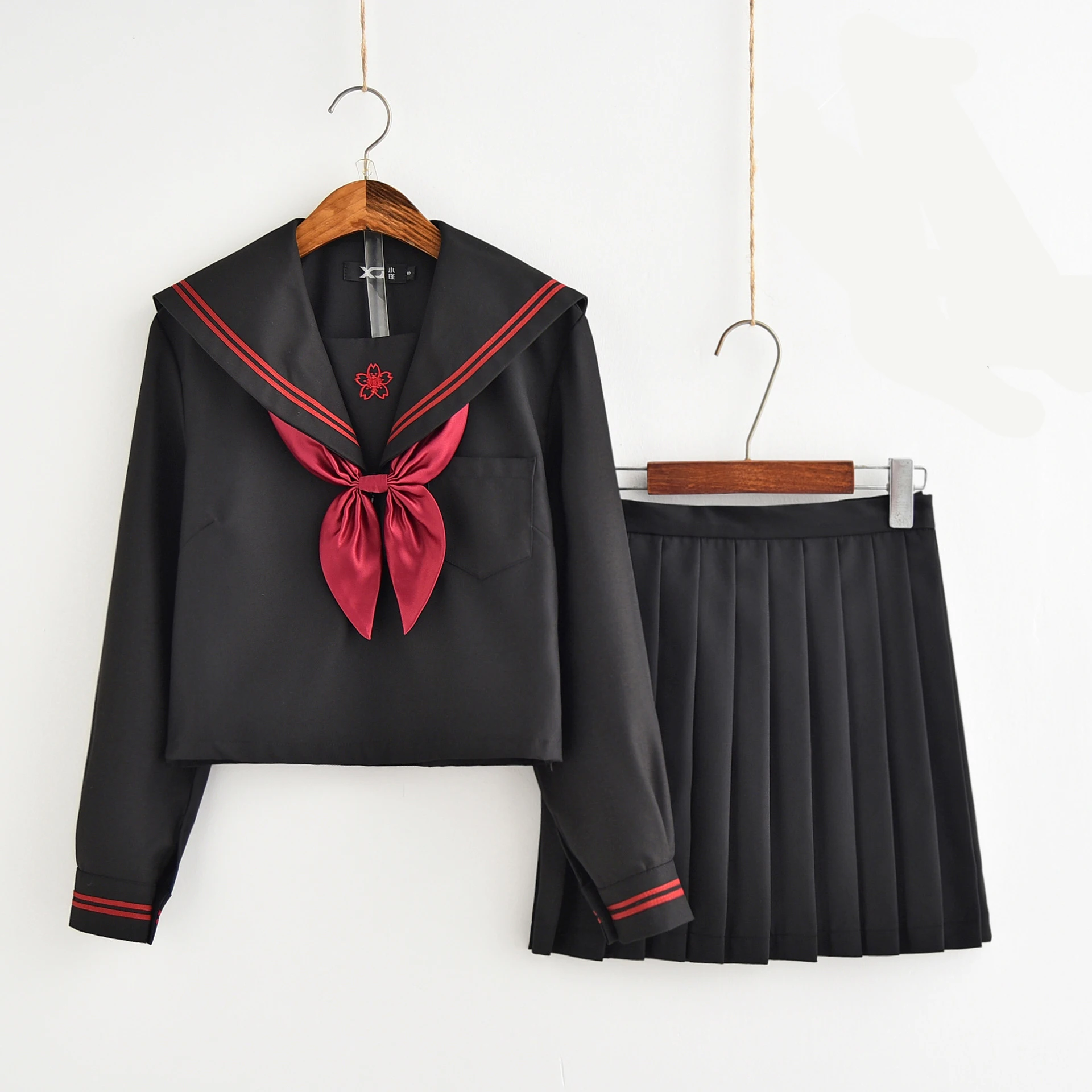 Dark Demon Japanese JK Sets School Uniform Girls Sakura Embroideried Autumn High School Women Novelty Sailor Suits Uniforms XXL japanese school uniform