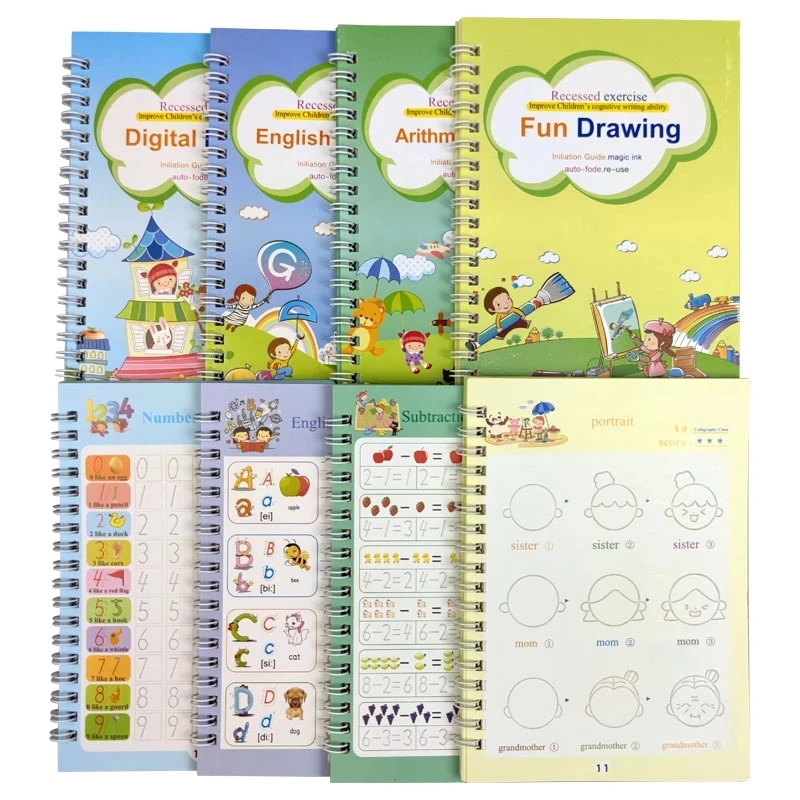 Libro educativo mágico para niños, libro de práctica de cálculo en inglés para caligrafía, escritura, letras en inglés, juguetes Montessori