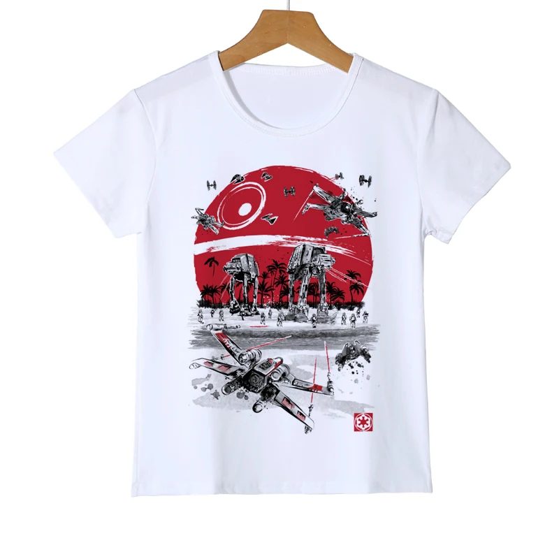 Футболка с принтом в стиле «Звездные войны», Детские Забавные футболки для мальчиков и девочек, Harajuku, футболка с воином, Дартом Вейдером, camiseta, Z34-14