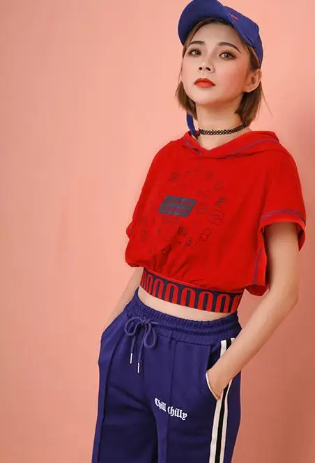 Красный Merry Pretty Harajuku coped tops Женская Желтая хлопковая футболка с капюшоном Лоскутная эластичная юбка забавная укороченная футболка повседневные топы для девочек - Цвет: Красный