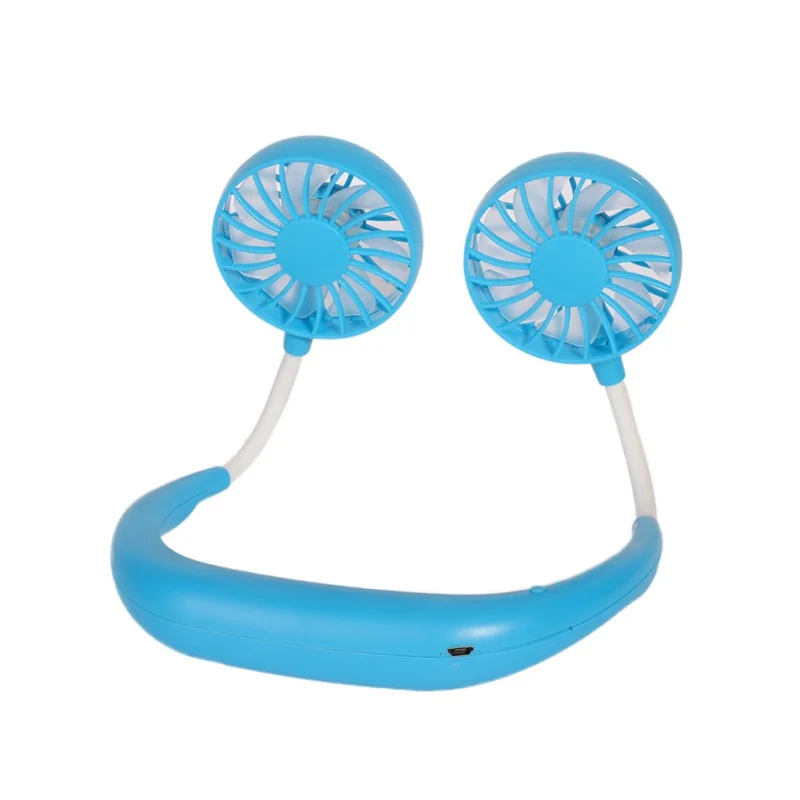 blue USB портативный вентилятор Hands-free Шея подвесная usb зарядка мини портативный спортивный вентилятор 3 шестерни Usb кондиционер - Цвет: blue