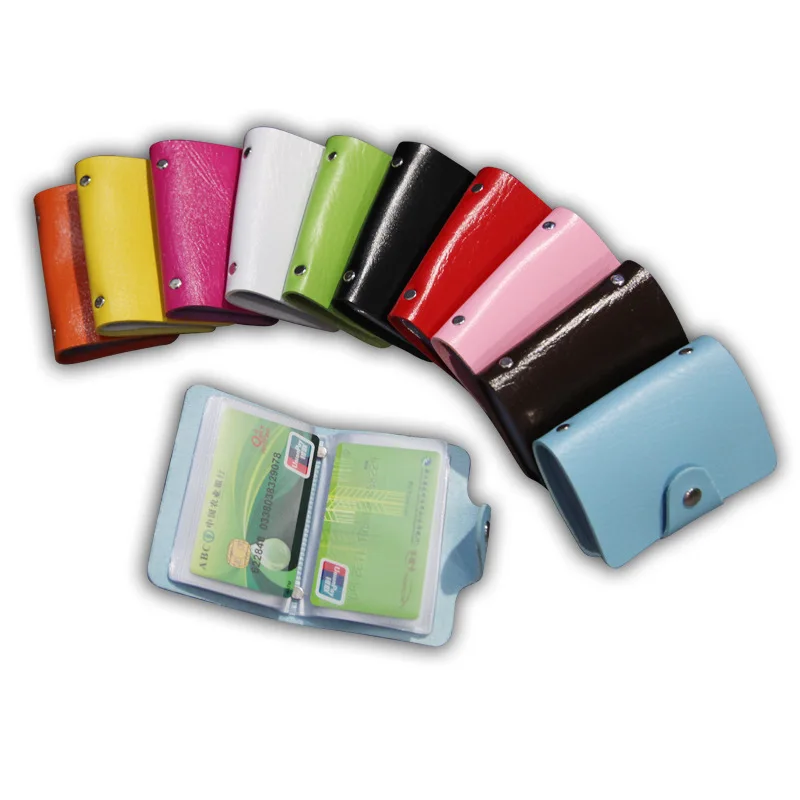 

New PU Card Bag Leather Function 24 Bits Card Case Business Card Holder Man Lady`s Women Credit Passport ID Passport Card Wallet