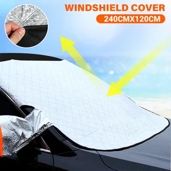 

240 x 120cm Car Windscreen Cover Snow Cover Magnet Heat Sun Shade Mirror Anti Snow Frost Ice Shield Dust Protector Winter SUV