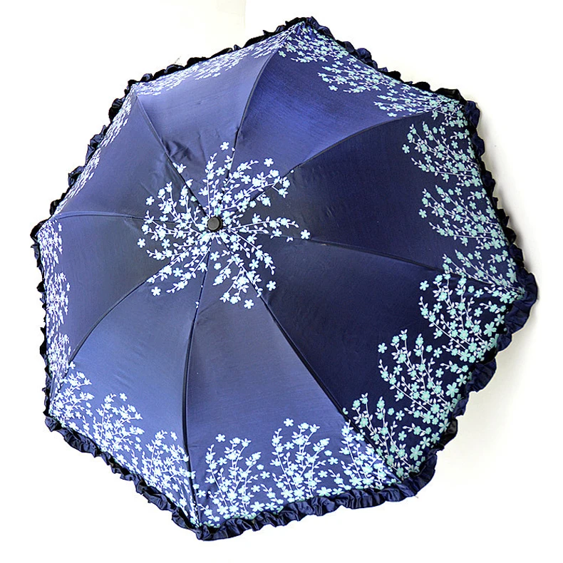 Шикарный Зонт с цветочным принтом, УФ, женский, модный, меняющий цвет, женские зонты от солнца, ветростойкий, Цветочный, складной зонтик SP093