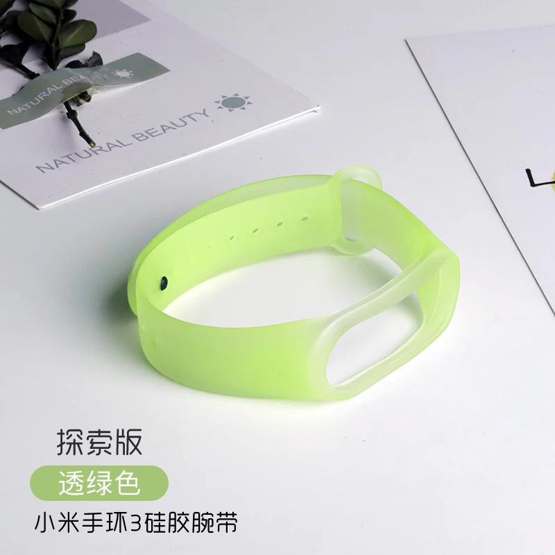 Transparent green Ремешок для xiaomi mi band 3/4 силиконовый ремешок mi band 4 NFC Аксессуары спортивный ремешок для mi band 3 браслет сменный ремешок - Цвет: Transparent green