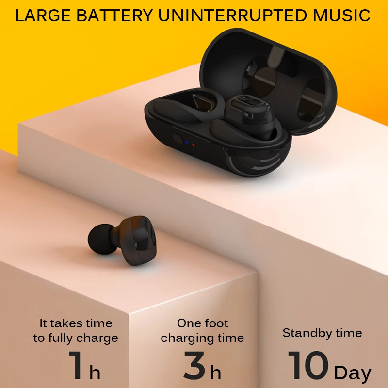 Длинные батареи HD стерео TWS Bluetooth V5.0 наушники, сенсорное управление беспроводные наушники смартфон Spor с микрофоном шумоизоляция