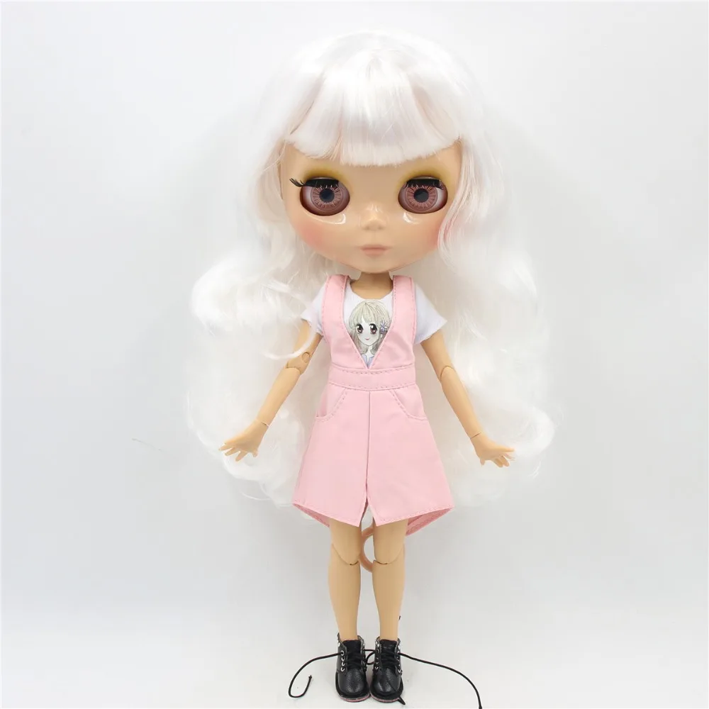 Neo Blythe Doll with Silver Hair, Tan Skin, Shiny Cute Face & Custom Jointed Body 1