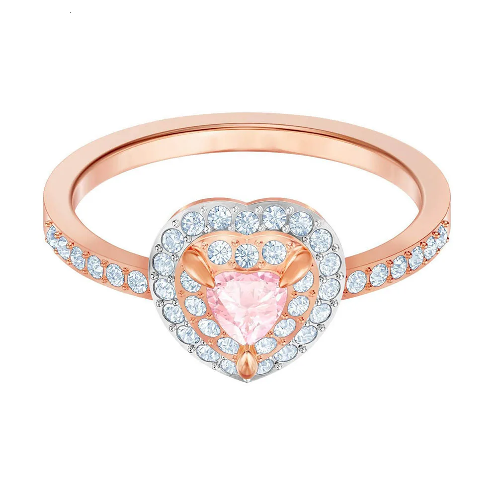 

High quality Swa. New heart of pink light romantic crystal fresh present jewel ring of luxury