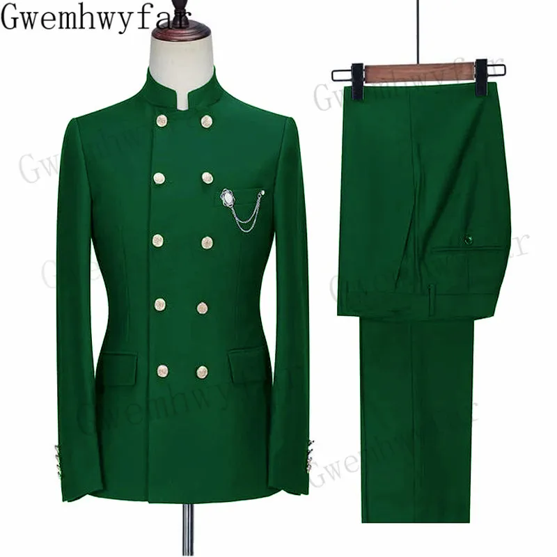 Gwenhwyfar Wedding Tuxedos Party Dinner Wear Men Suits Slim Fit Groom Groomsmen Formal Prom Party Two Pieces (Jacket Pants）