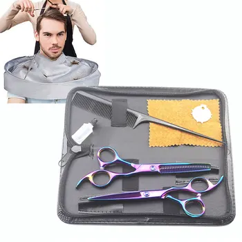 

Hair Cutting Tool Hairdressing Haircut Scissors Comb Kit with Hair Cutting Cloak Umbrella Cape for Home Salon Barber Supplies