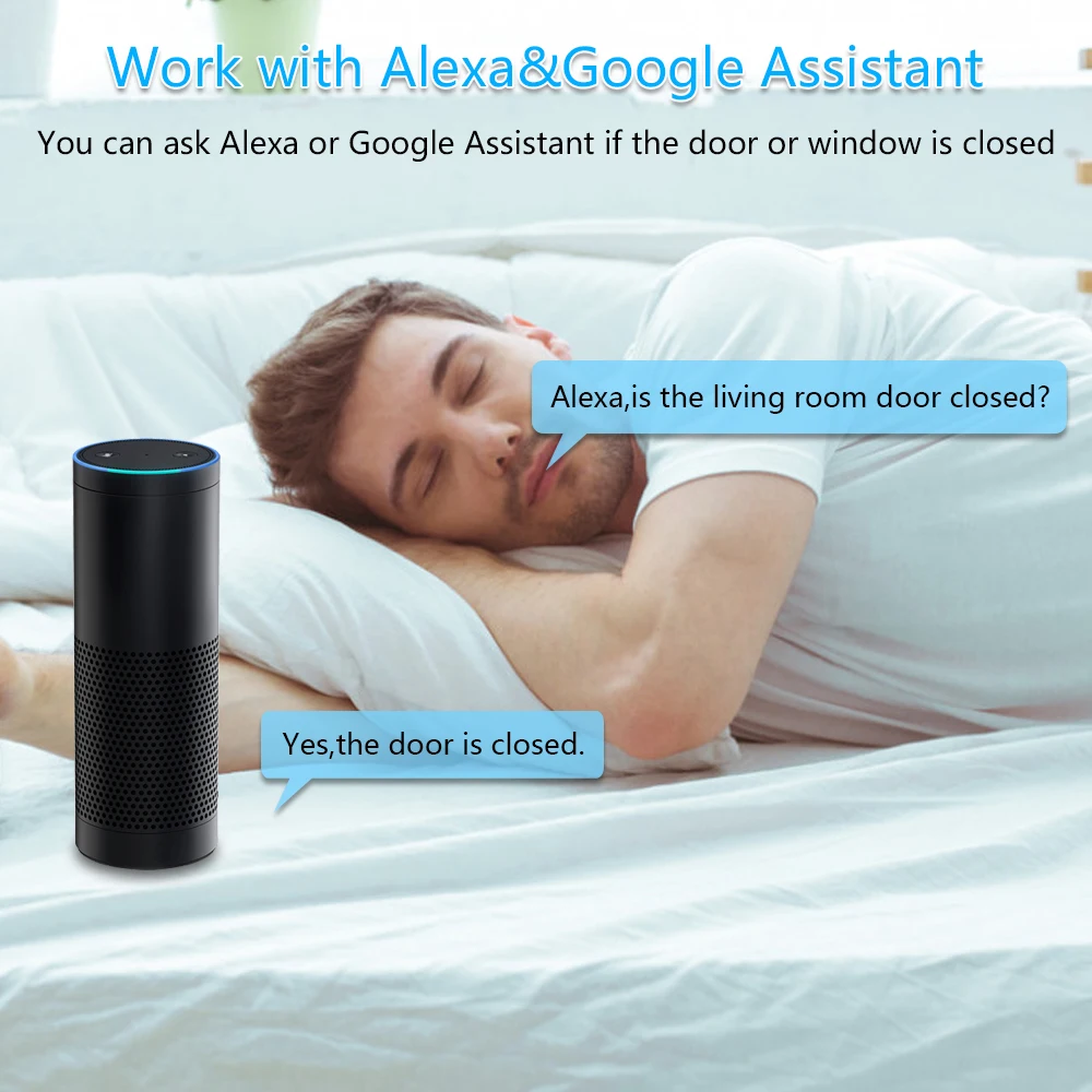 433mhz Tuya WiFi Window&Door Sensor Compatible Alexa&Google Assistant&IFTTT  Remote Open Close Door and Window For Android&IOS