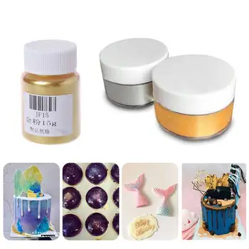 

New 5/15g Edible Flash Glitter Golden Silver Powder For Decorating Food Cake Biscuit Baking Supply DIY pigment