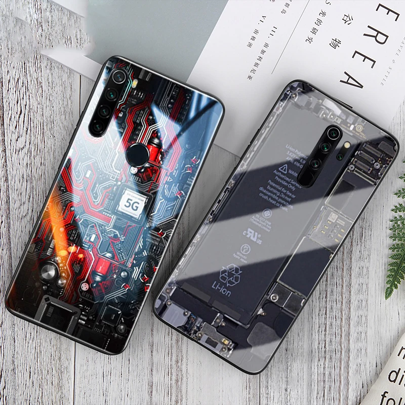 Auroras для Redmi Note 8 Pro Чехол Explorer окрашенное закаленное стекло силиконовый защитный