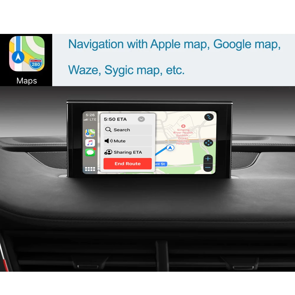 Беспроводной автомобильный интерфейс Apple CarPlay Android для Audi Q7 2016 2019 с функциями AirPlay