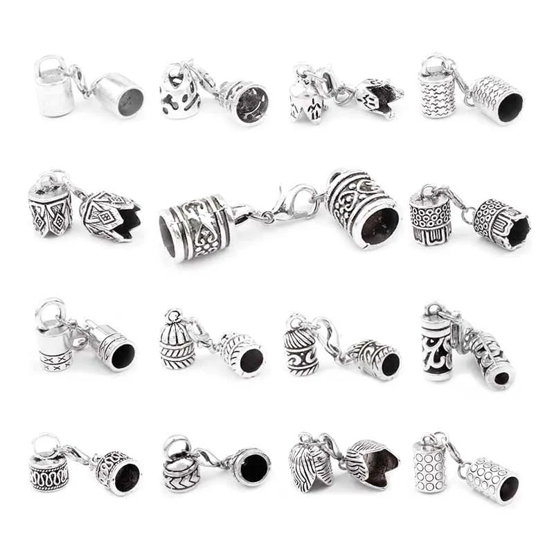 5 sets Zinc Alloy Clasp Lobster Clasps Hook End Caps Connectors For 5/6/7/8/10mm Leather Cord Bracelet Necklace Jewelry Making