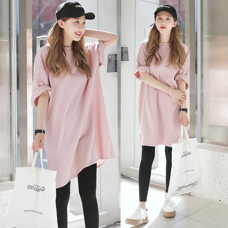 

Pregnant Women Short Sleeve Summer Wear New Style Mid-length T-shirt Loose Outer Wear Lactation Garment Pregnant Women Dress 180