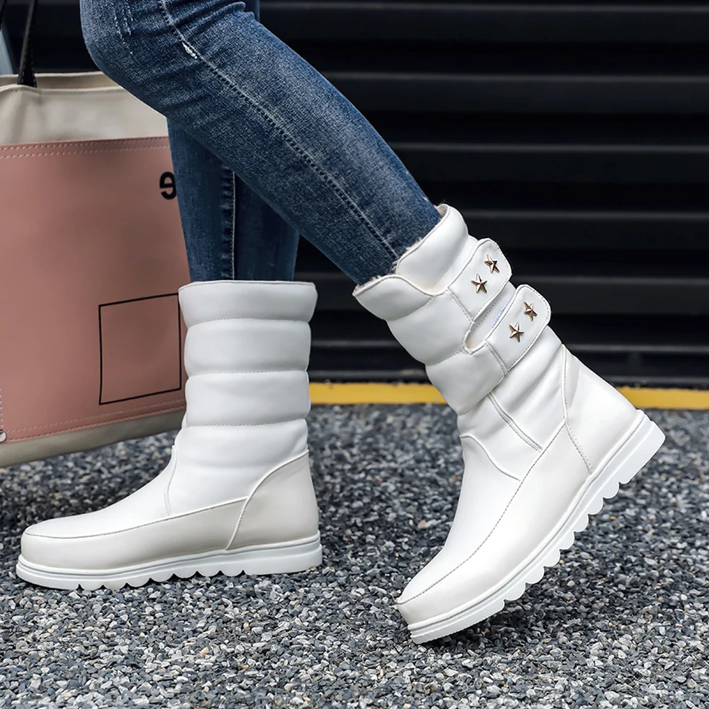 

SARAIRIS Plus Size 28-40 Waterproof Snow Boot Shoes Women Boots Female Platform Comfortable Mid Calf Boots Woman Shoes