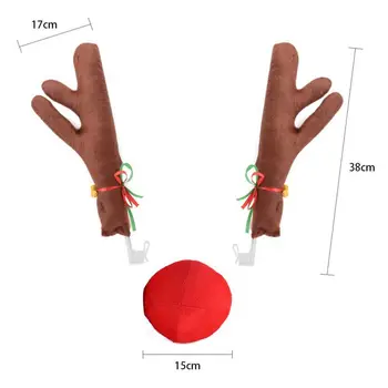 

Christmas Reindeer Antler And Nose Vehicle Costume Rudolf Red Nose Decoration For Car New