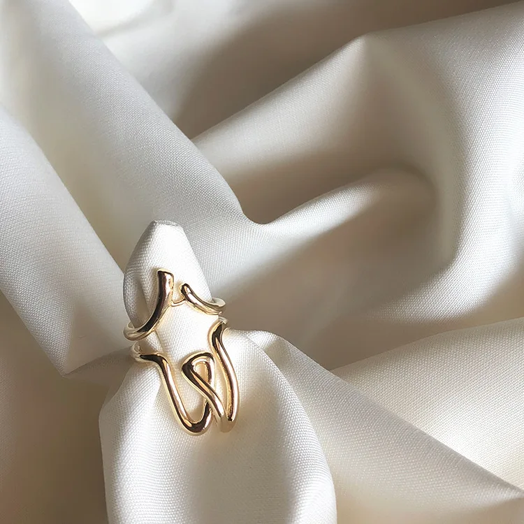 AOMU, дизайн, очаровательное, в стиле хип-хоп, уникальное, винтажное, простое, металлическое, Любовное, неправильное, геометрическое кольцо на палец для женщин, ювелирное изделие - Цвет основного камня: B