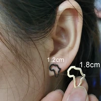 Anniyo Mini Africa Map Stud Earrings Silver Color/Black/Gold African Earrings Small Ornaments Traditional Ethnic  @148121 2