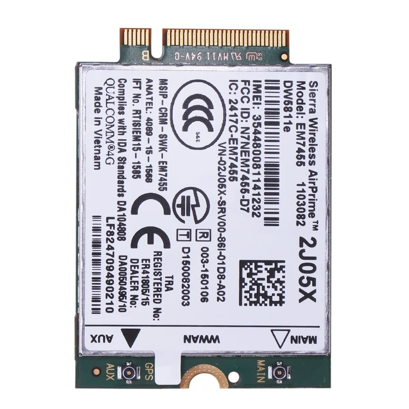 WIRCARD New EM7455 DW5811E PN 8J6X0 FDD/TDD LTE CAT6 4G Module 4G Card for E7270 E7470 E7370 E5570 E5470 Precision 7720 7520 - Цвет: White