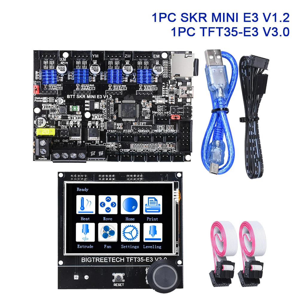Type 1 BIGTREETECH BTT SKR MINI E3 V1.2 TFT35 E3 V3.0 сенсорный экран 32 бит плата управления Комплект DIP TMC2209 TMC2208 UART 3d принтер Ender3 - Цвет: Type 1