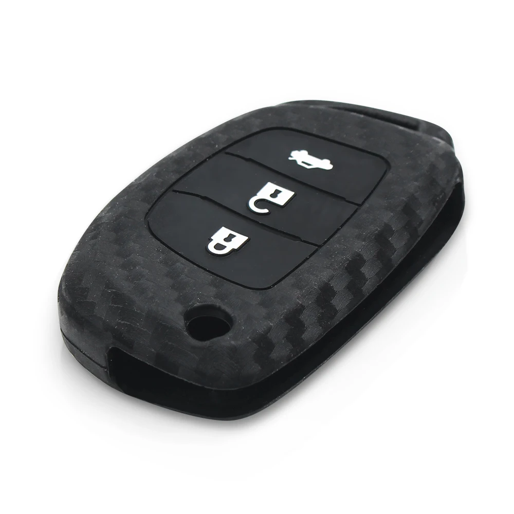 Dandkey 10 шт. 3 кнопки флип карбоновый силиконовый чехол для ключей для hyundai Tucson Sonata Ix35 Ix25 I20 Creta Santa Fe GLS Elantra Reina