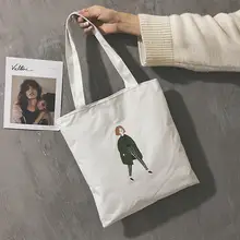 Женская сумка для покупок, женская сумка на одно плечо, сумка-тоут, Эко сумка для покупок, для ежедневного использования, складная Холщовая Сумка с принтом, Женская Холщовая Сумка