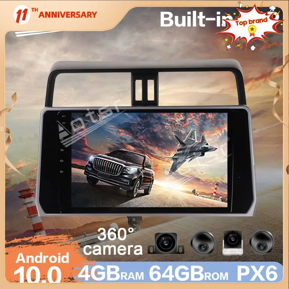 Для Toyota Land Cruiser Prado 150 2017 + Android 10 Автомобильный мультимедийный радио плеер 4G 64GB GPS