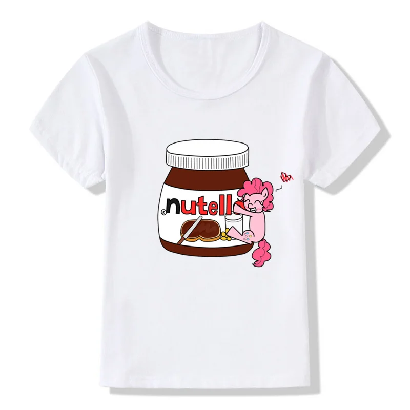 manches courtes et col rond pour vêtement décontracté et humoristique avec impression nutella kawaii pour garçons et